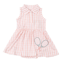 Load image into Gallery viewer, Mini Pink Gingham Tennis Tank Bodysuit Dress
