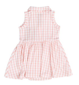 Mini Pink Gingham Tennis Tank Bodysuit Dress