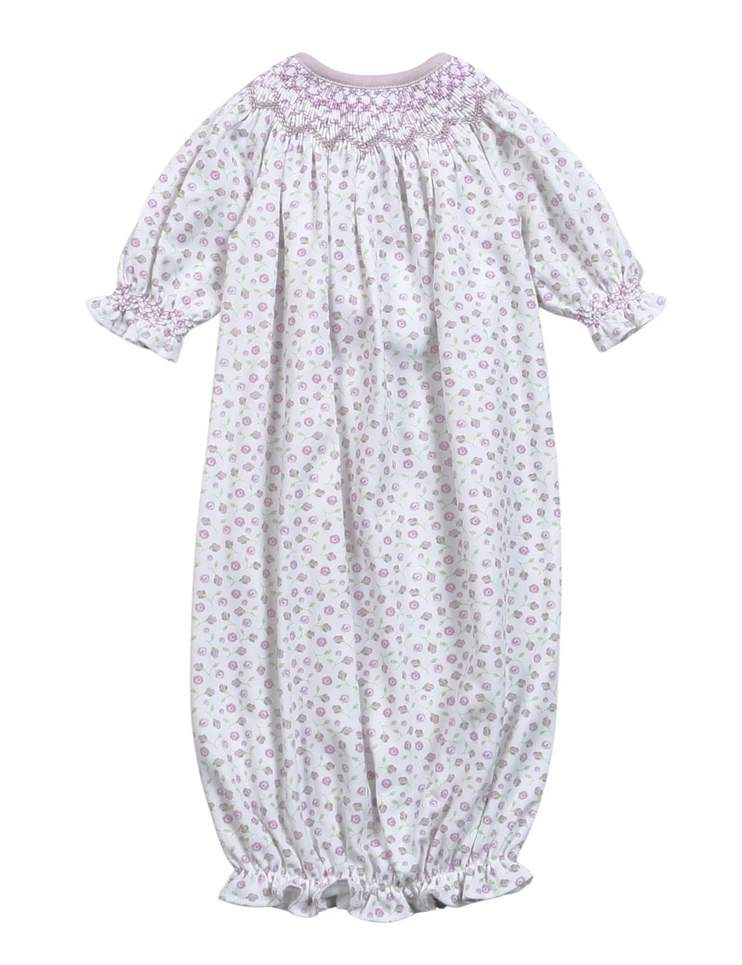 Baby Loren Lyn Purple Floral Pima Hand Smocked Bishop Gown