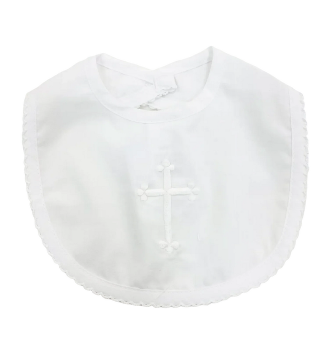 Petit Ami Girl's Cross Embroidered Bib