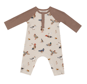 Ducks Long Sleeve Raglan Henley Romper