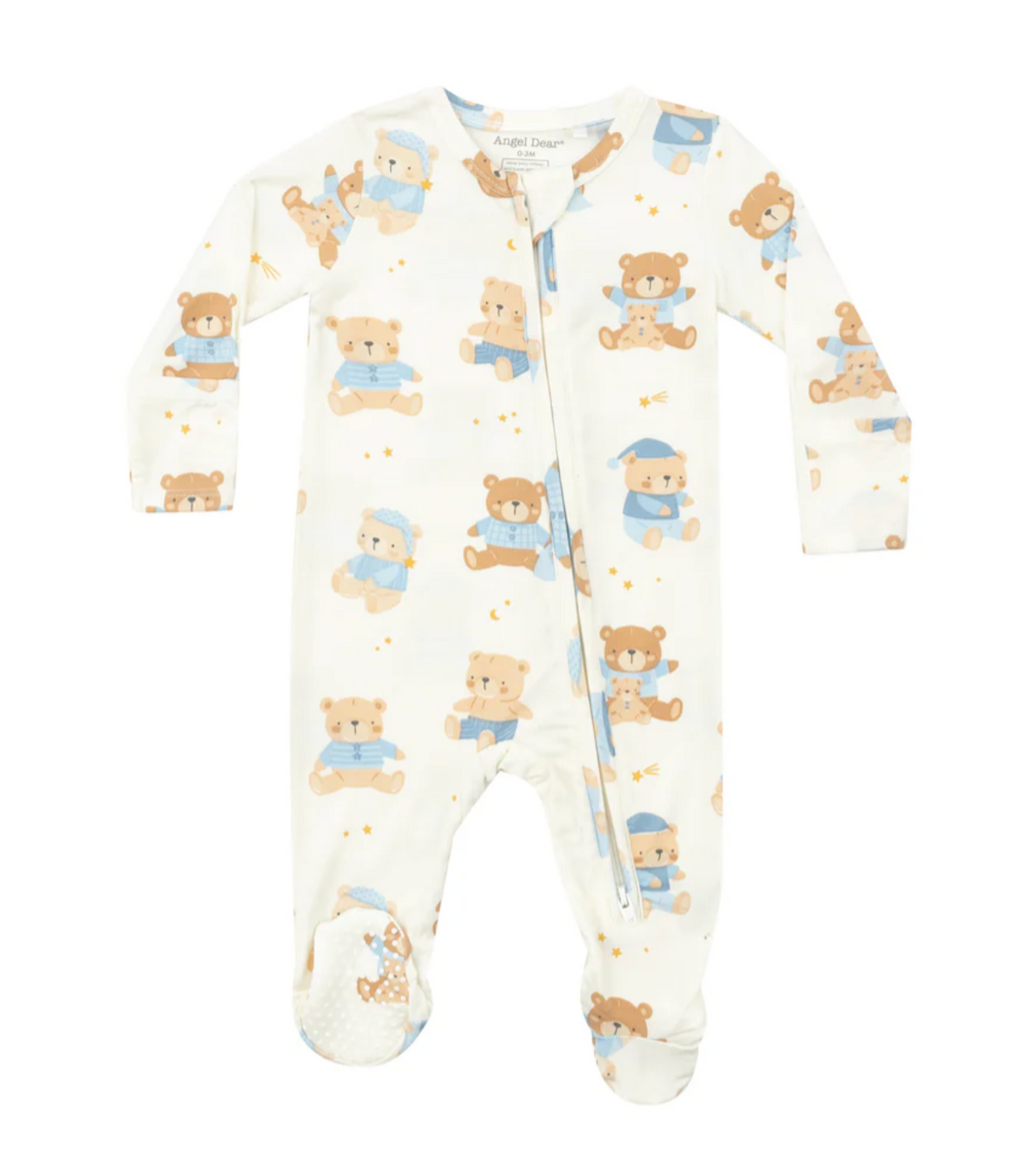 Teddy Bears Blue 2 Way Zipper Footie