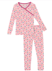 KicKee Pants Lotus Sprinkles L/S Kimono Pajama Set