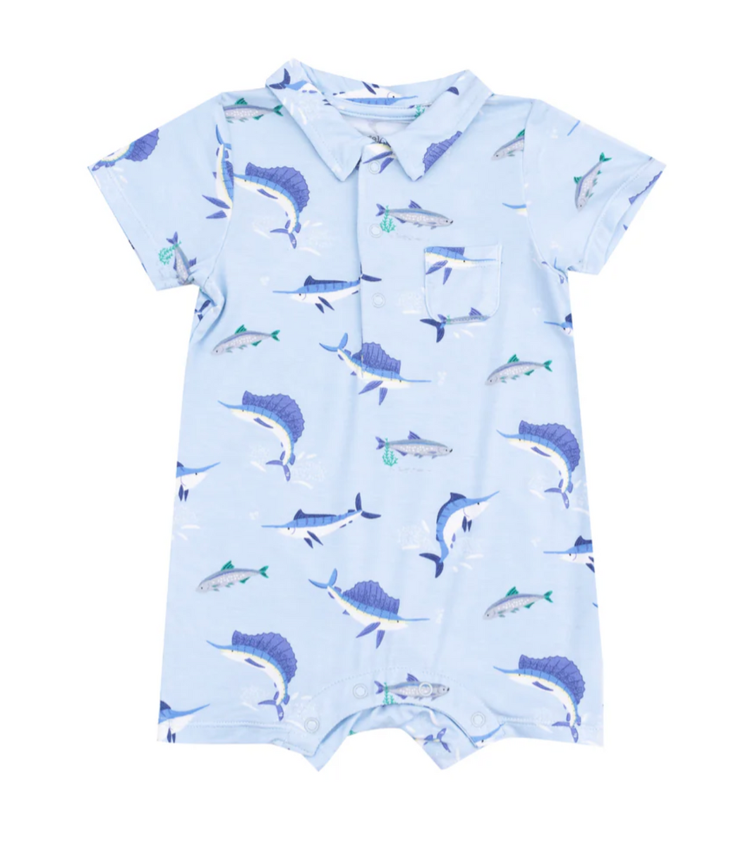 Deep Sea Fishing Blue Polo Shortie