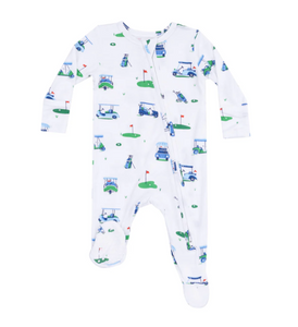 Vintage Golf Carts Green & Blue 2 Way Zipper Footie