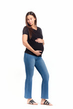 Load image into Gallery viewer, 30&quot; Maternity Slim Boot Jean w/ Bellyband in Tobias
