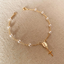 Load image into Gallery viewer, 18k Gold Filled Pearl Rosary Bracelet
