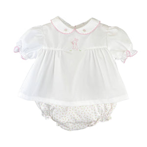 Embroidered Bunny Diaper Set with Floral Print