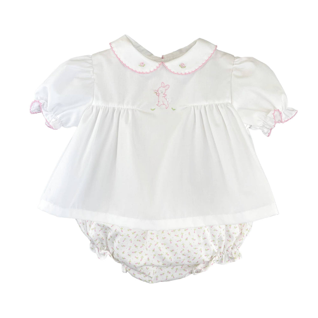 Embroidered Bunny Diaper Set with Floral Print