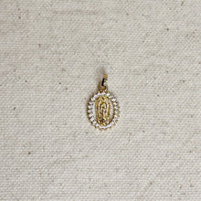 Load image into Gallery viewer, 18k Gold Filled Mini CZ Lady of Guadalupe Pendant
