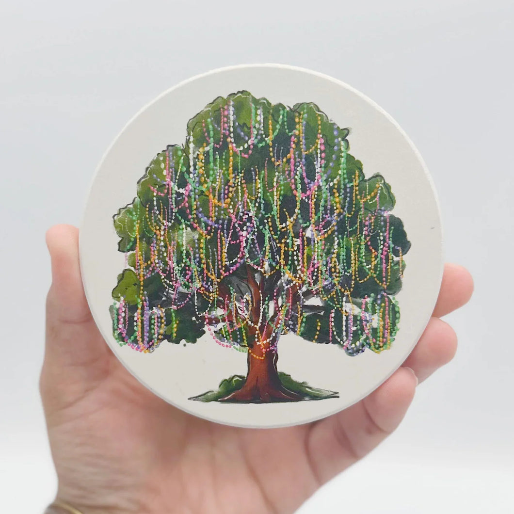 Bead Tree Mardi Gras Round Coaster