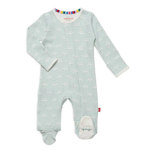 Beep Beep Time For Sleep Organic Cotton Magnetic Footie