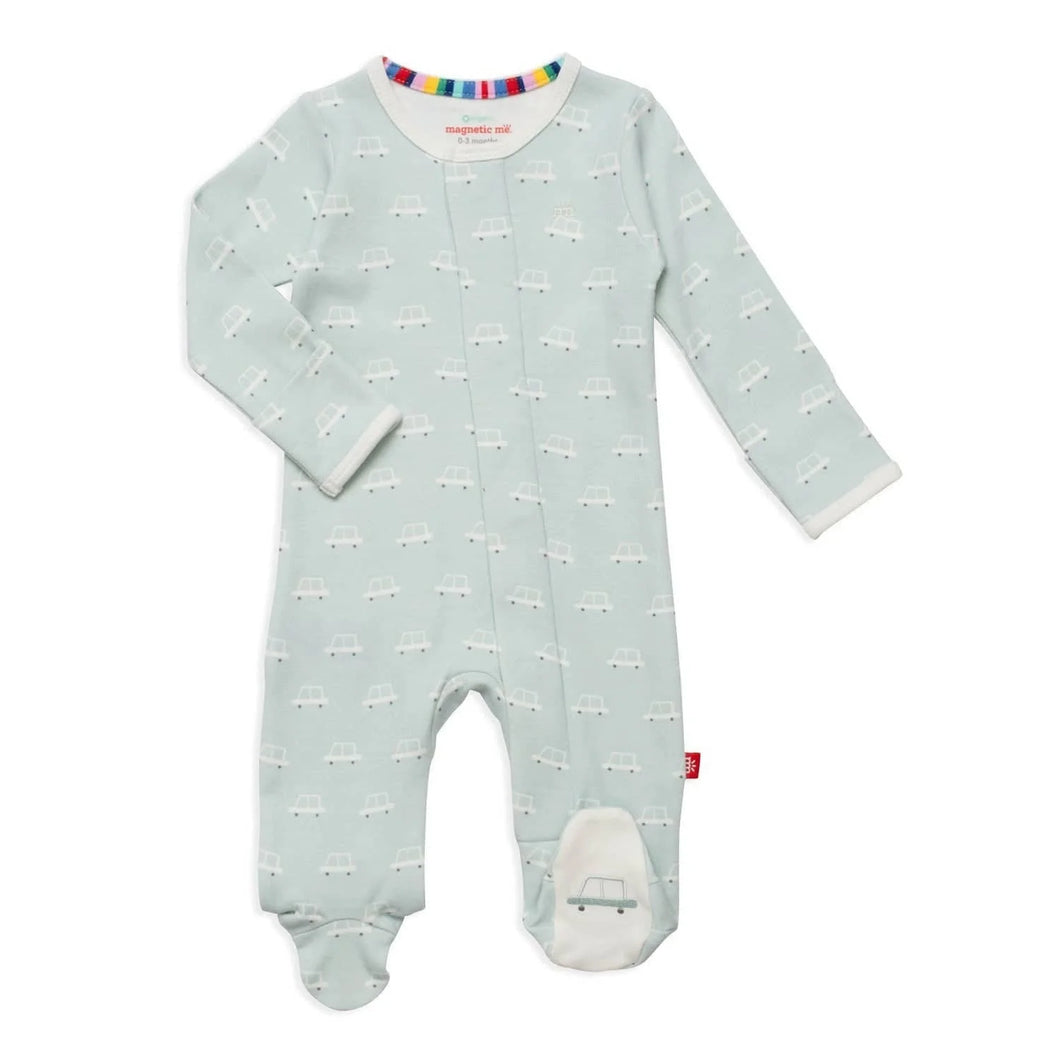 Beep Beep Time For Sleep Organic Cotton Magnetic Footie