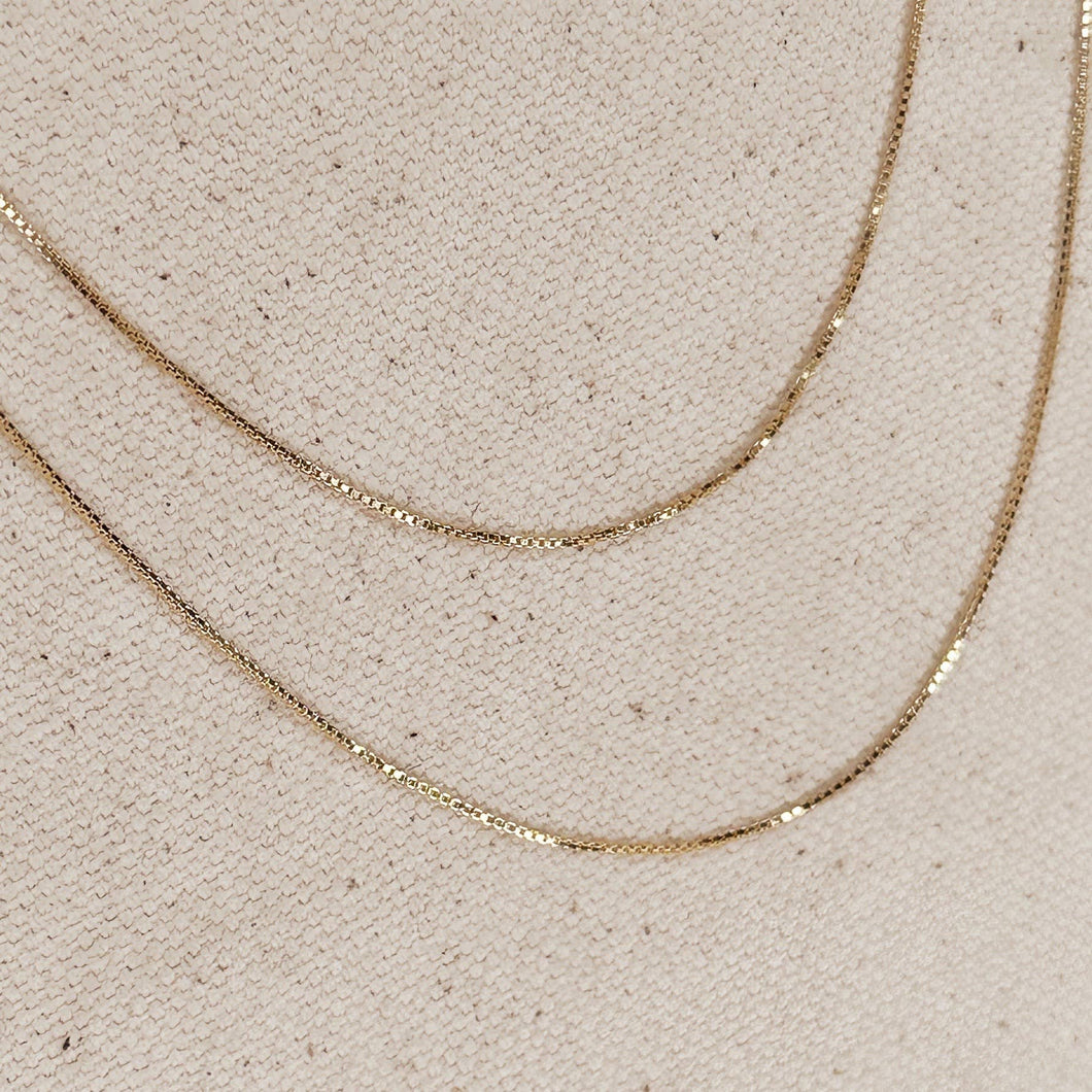 18k Gold Filled Box Chain Very Thin 0.5mm Jewelry Components