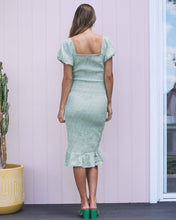 Load image into Gallery viewer, Celine Baby Shower Smock Dress in Green Flora
