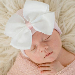 Ava White Bow Newborn Hat