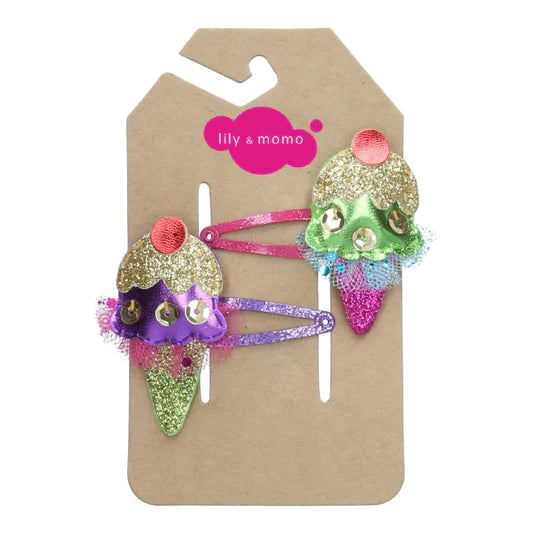 Ice Cream Sparkle Hair Clips