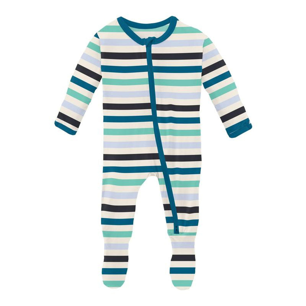 Little Boy Blue Stripe 2 Way Zipper Footie