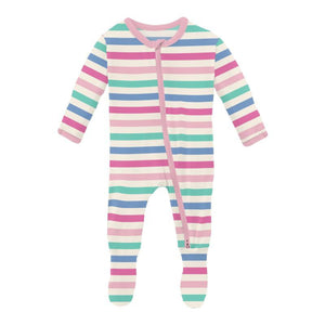 Skip To My Lou Stripe 2 Way Zipper Footie