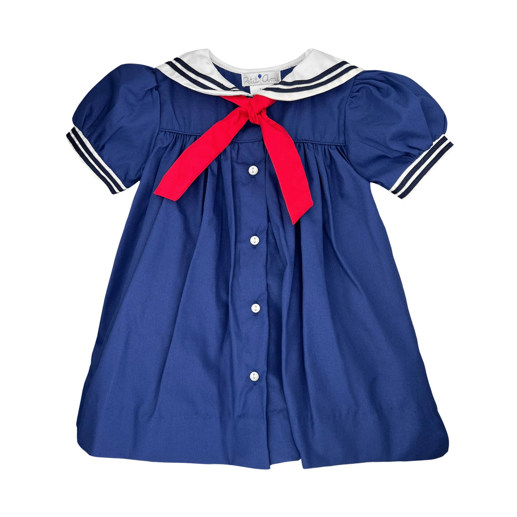 Petit Ami Nautical Sailor Dress in Navy #2160