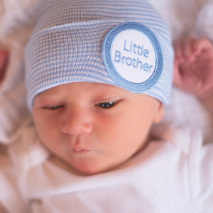 Striped Blue And White Little Brother Newborn Hat