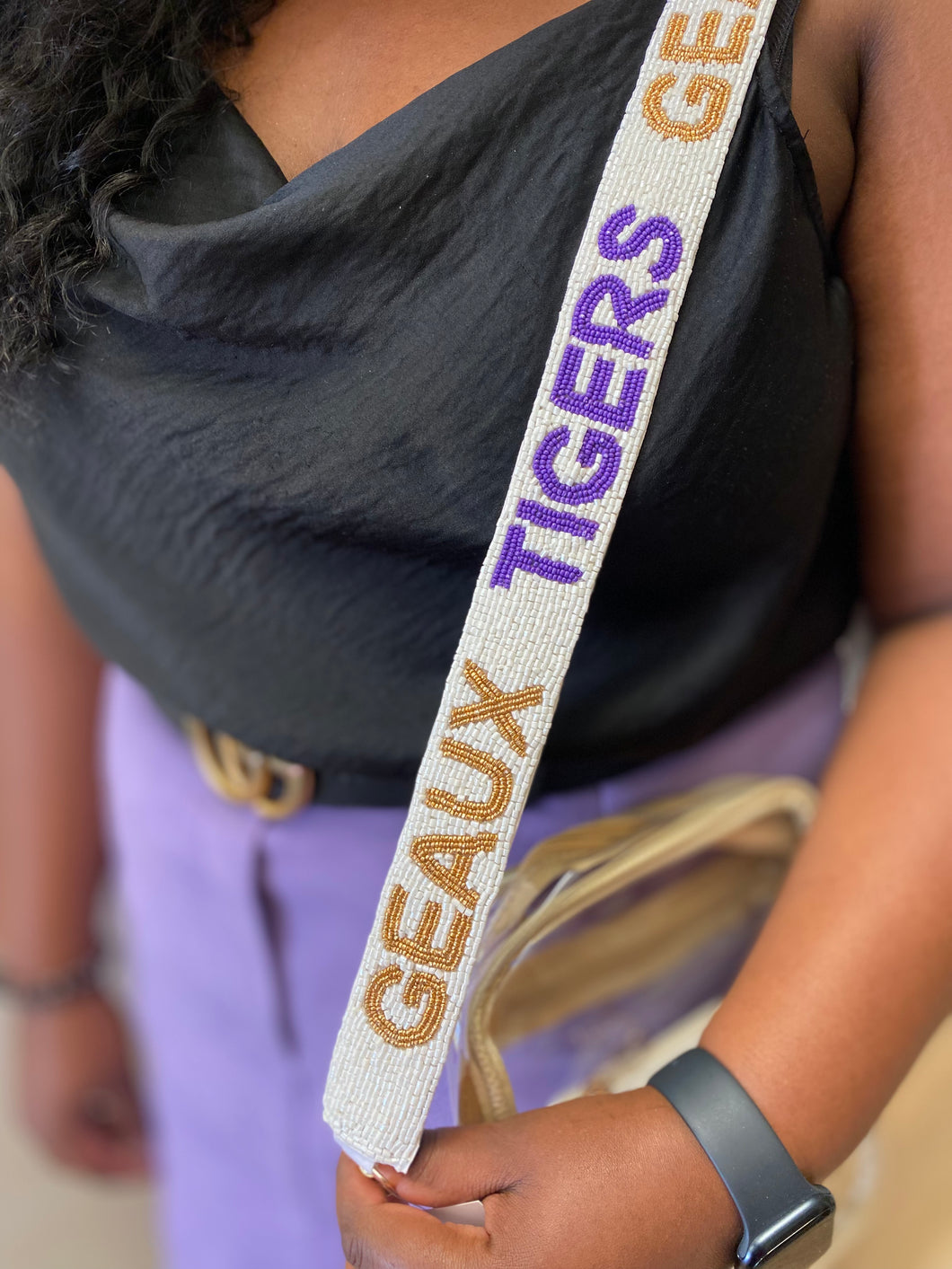 Beaded Or Sequin LSU Purse Strap
