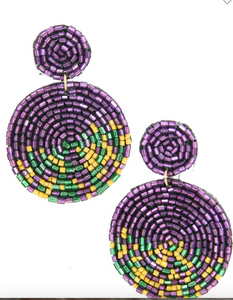 Mardi Gras Beaded Earrings