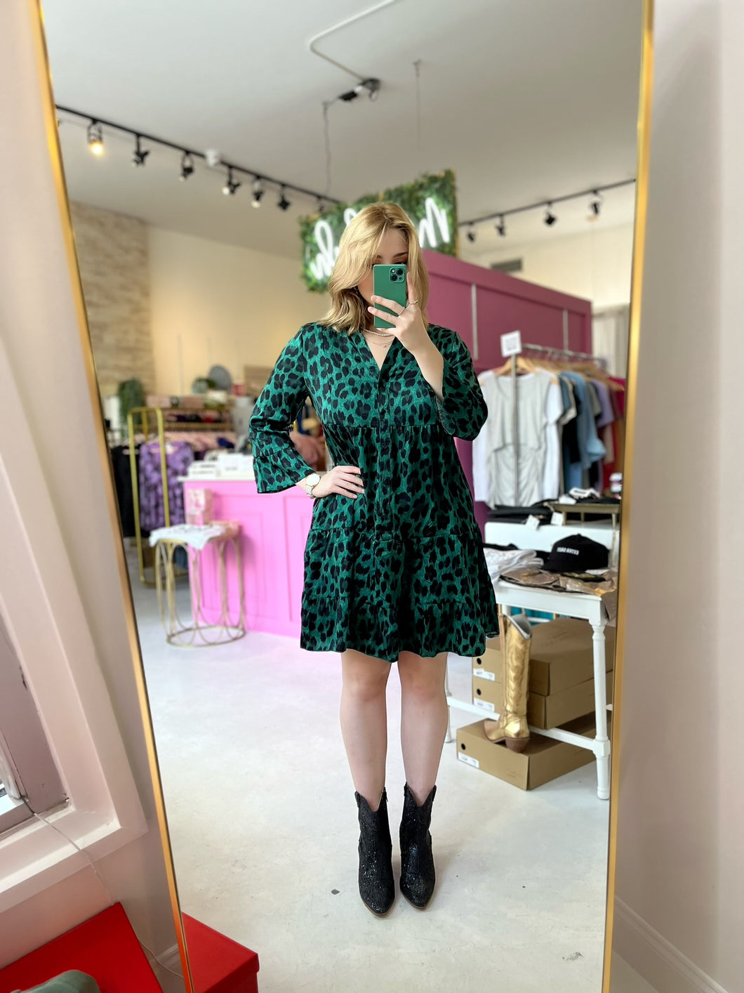 Gracie Green Leopard Dress