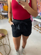 Load image into Gallery viewer, Brianna Black Ruffle Shorts
