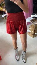 Load image into Gallery viewer, Rose Red Metallic Shorts
