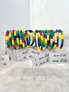 Mardi Gras Rubber Bead Bracelet